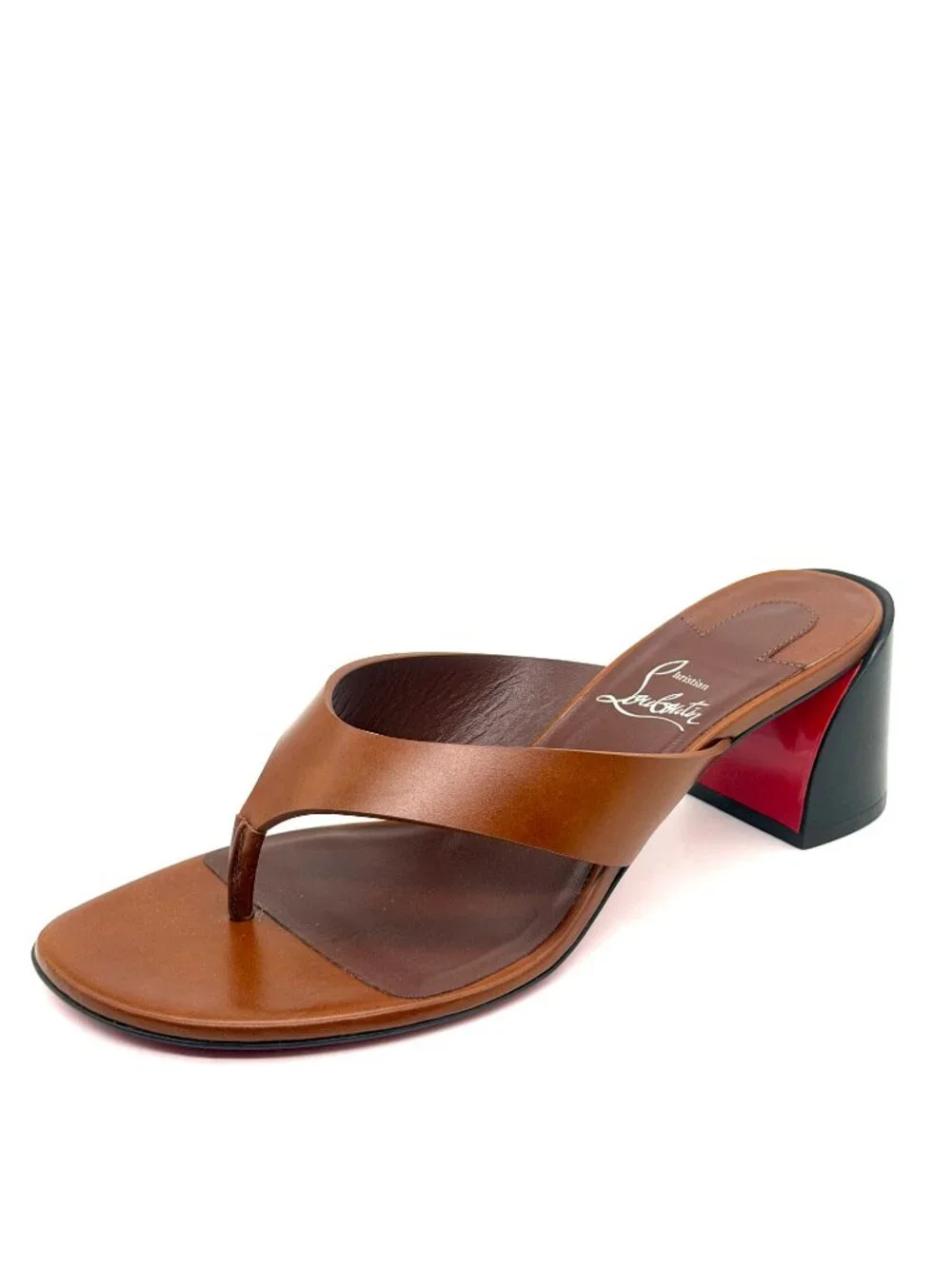 Christian Louboutin JANETONGA 55 Leather Thong Mule Sandals Heels Shoes - Picture 5 of 16
